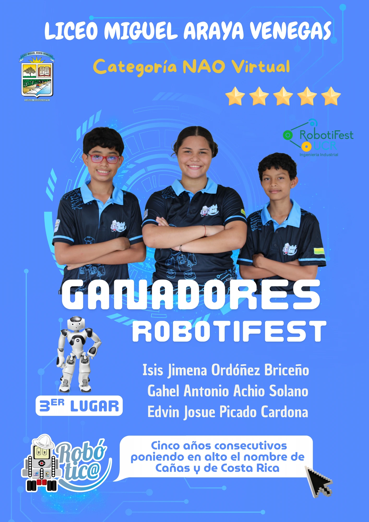 Ganadores Robotifest - 2do Lugar Categoría NAO Virtual - Kevin Matamoros, Adiel Medrano